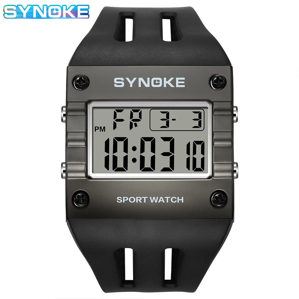 

SYNOKE Digital Watch Men Sports Electronic Watch Waterproof Night Glow Large Screen Square Student Watch Outdoor New Color Trend