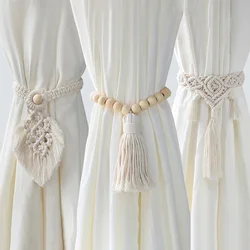 Boho Fringe Curtains Accessories Macrame CurtainTiebacks With Bead Decorative Curtain Rope Farmhouse Decor for Room Decoration
