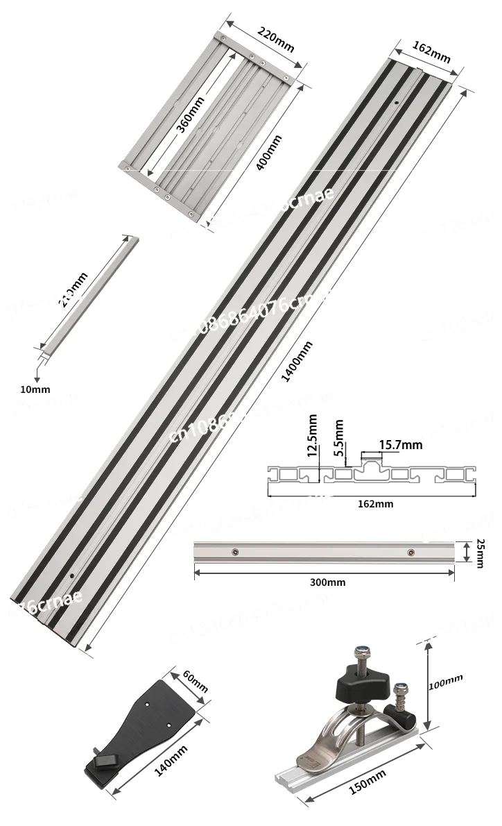 2x1.4m Guide Rails Tracks + Universal Base for Circular Saw, Track Saw, Plunge Saw, Woodworking