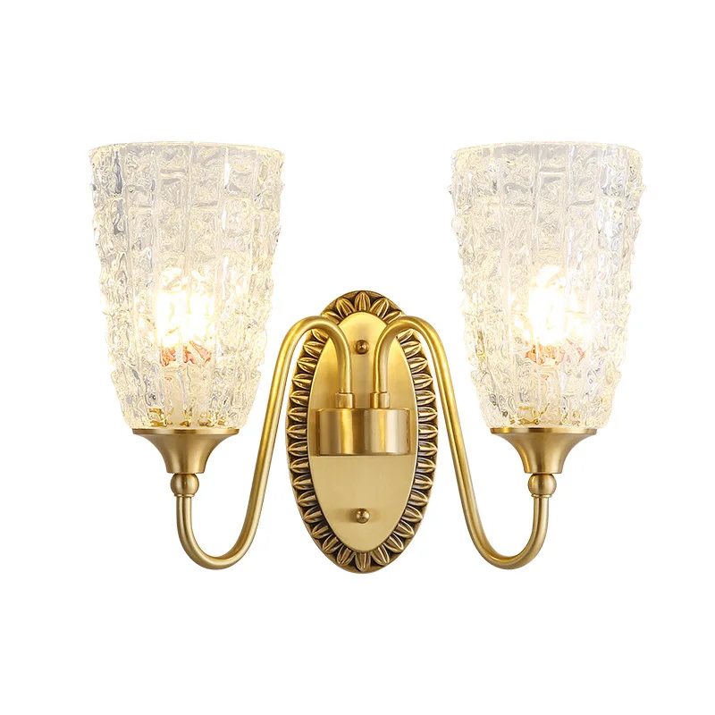 

American living room wall lamp bedroom light luxury bedside all copper European style