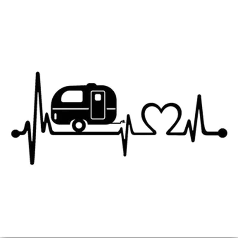 Caravan Love Heartbeat Autoaufkleber, Aufkleber für Wohnmobilkarosserie, Fensteraufkleber, Auto-Styling, Vinyl-Aufkleber,