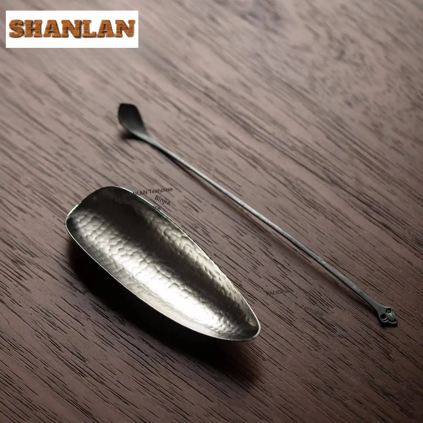 Cupronickel Malleolar Stria Tea Scoop Creative Tea Boxes Saucer Chahe Shovel Appreciation Ladle Chinese Tea Set Ornaments Gift