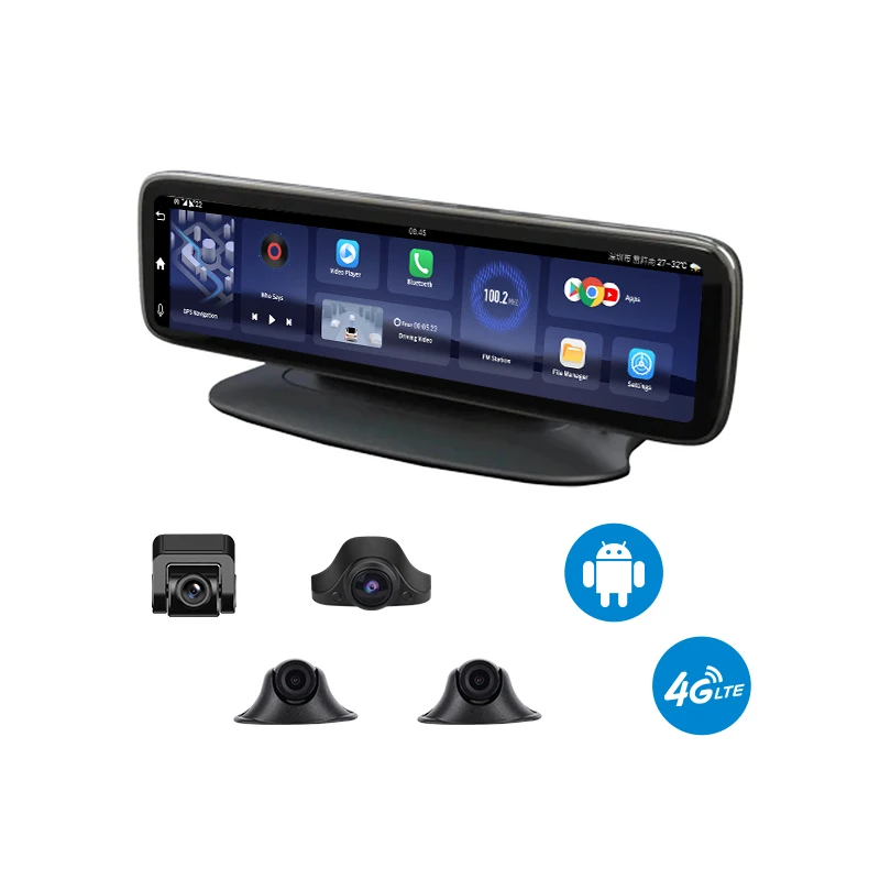 

4g LTE Dash Camera Car Dvr Black Box 4 Lens Dashcam Front Rear Live Streaming On Phone For Long-Distance Travel Security
