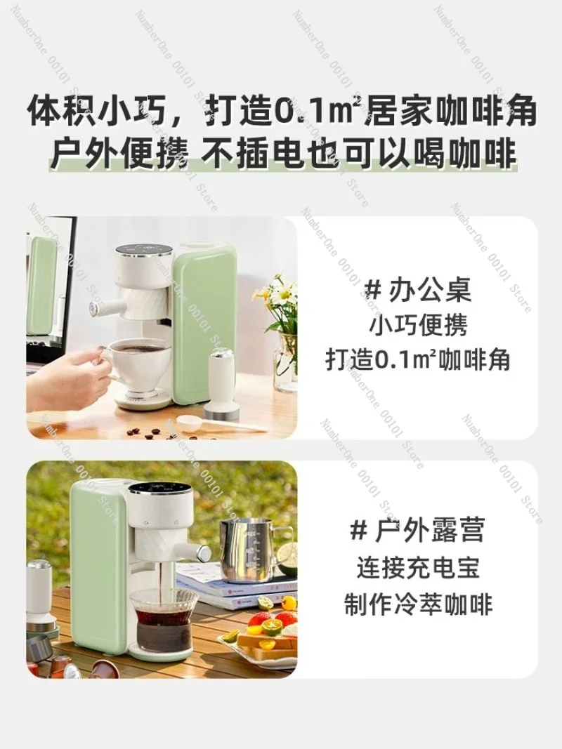 Portable Semi Automatic Espresso Machine Mini Compact Coffee Maker With Milk Frother For Home Office Cappuccino - view 2