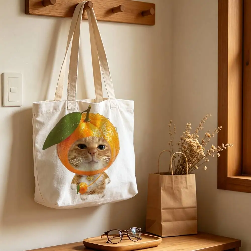 Funny Meme Reusable Foldable Canvas Tote Bag for Shopping and Daily Use