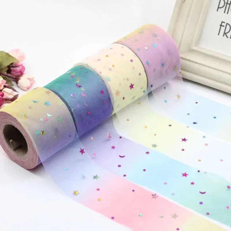60mm (5 Meter/lot) Bling Rainbow Sequin Chiffon Ribbon DIY Handmade Clothing Accessories Materials Wedding Party Gift Wrap