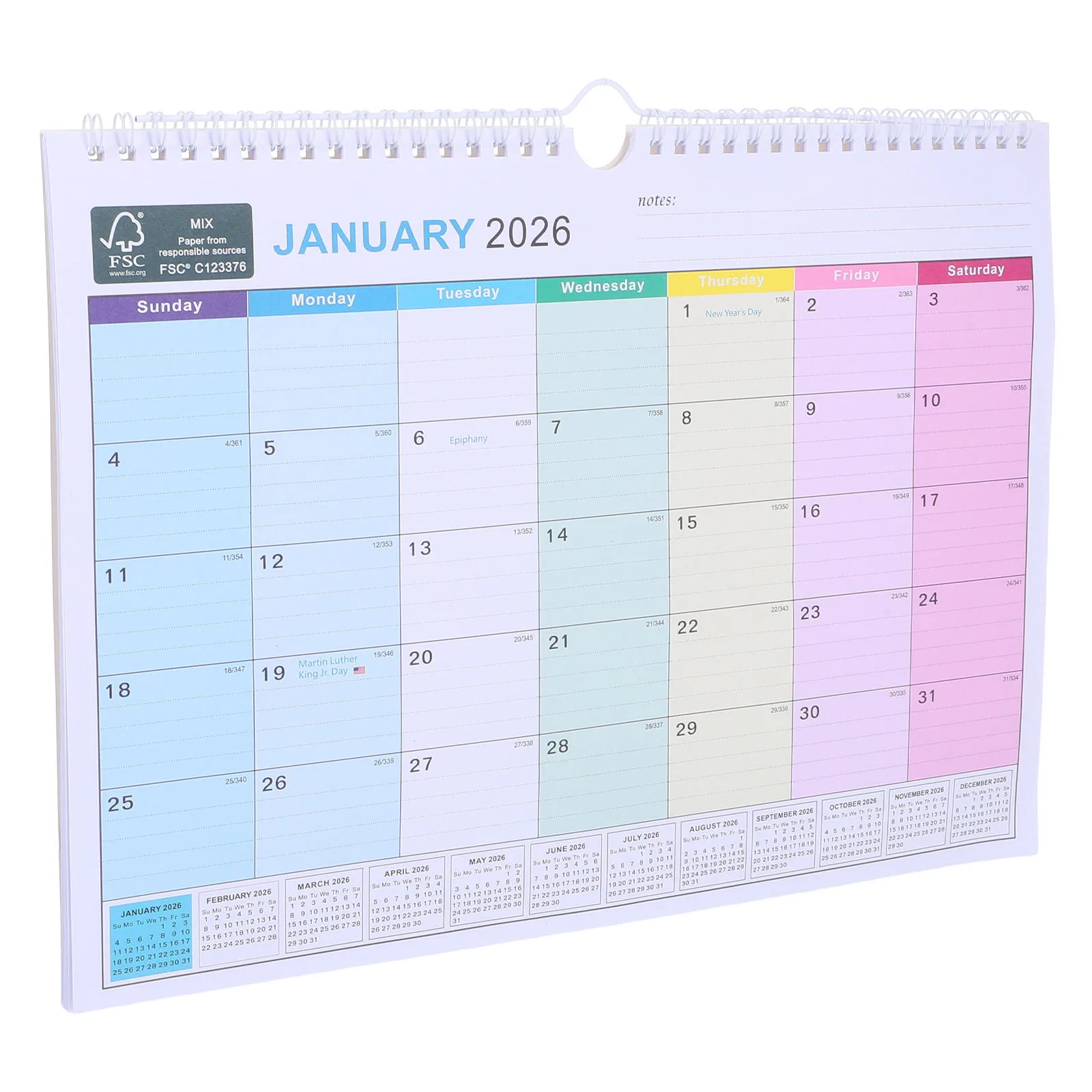 

Wall Hanging Calendar 2026-2027 Spiral Bound Jan 2026 to Jun 2027 Daily Planner Family Holidays Office Organizer
