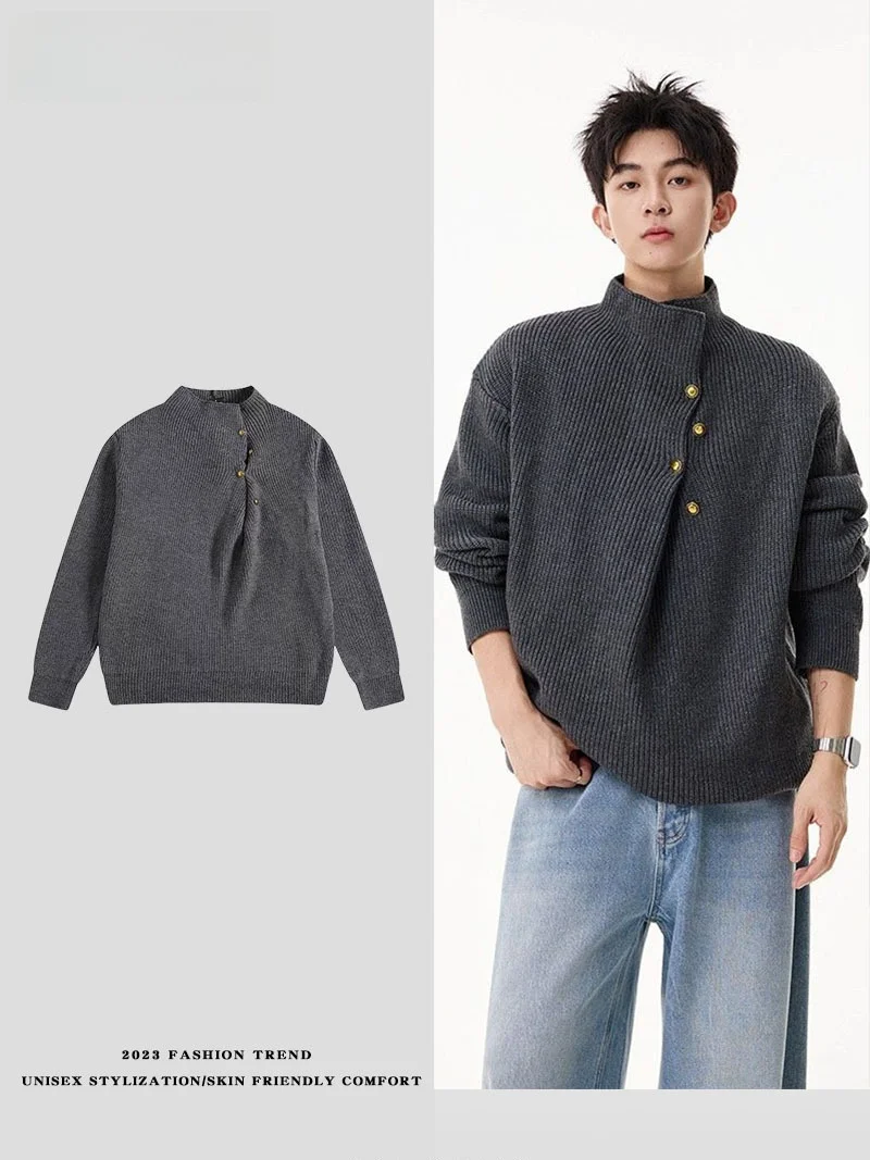 

Новый мужской свитер LPLN из плотной вязки с высоким воротником, модный, теплый, мягкий, из композитной ткани, повседневный, для пар