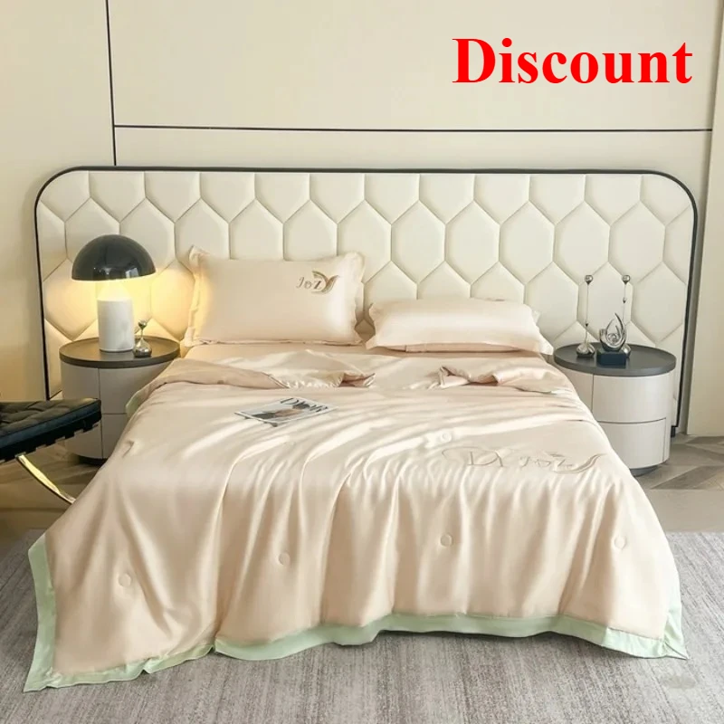 Ice silk Xia Liang quilt washed silk summer quilt single double summer solid color thin quilt