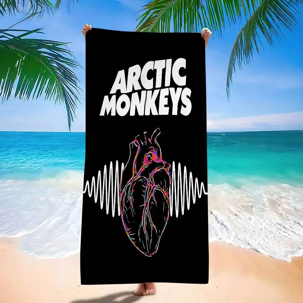 Vintage A-Arctic Rock M-Monkeys Band Bath Towel Microfiber Soft Water Absorbing Breathable For Girl Kids Decorative Beach Towel