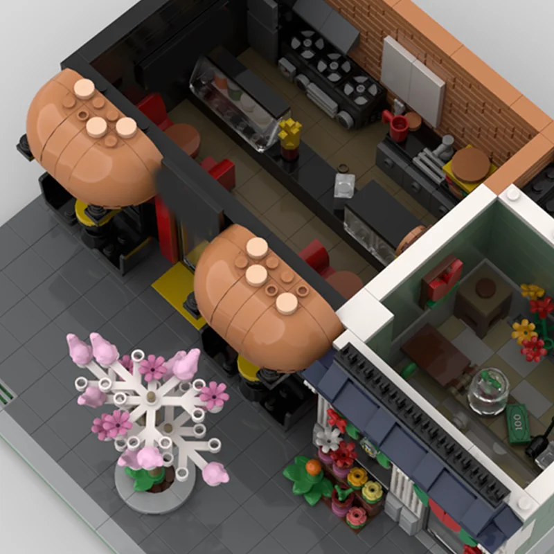 2208pcs MOC Modulaire Burger Huis Bloemist Gemodulared Model Building kerstcadeau blokken speelgoed Monteren DIY idee Onderwijs Kids