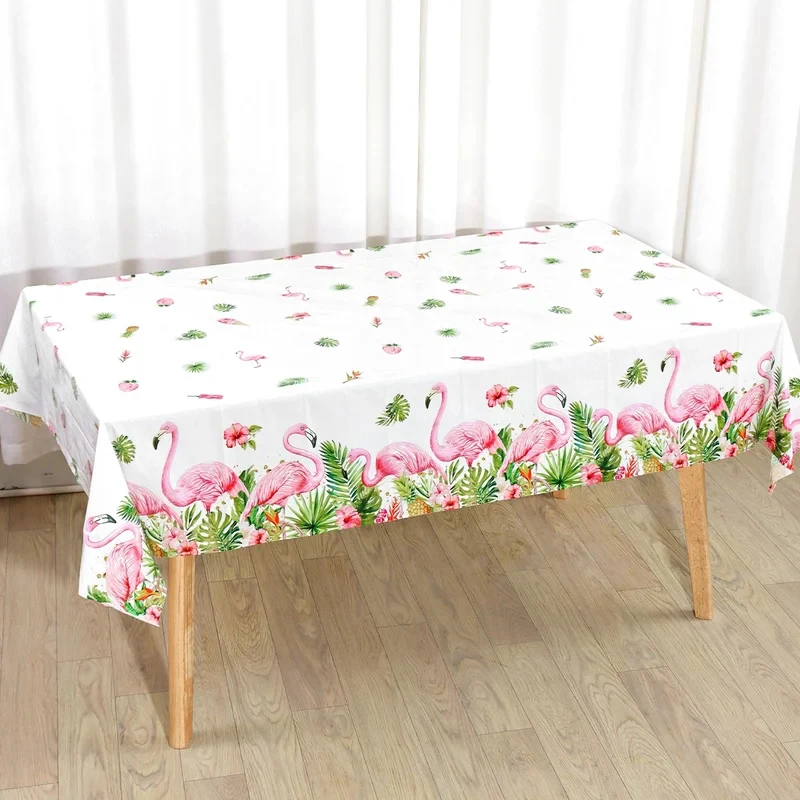 VIKAMA Tropical Flamingo Tablecloth Pineapple Palm Leaf Waterproof Rectangle Table Cover Summer Party Dining Table Decor