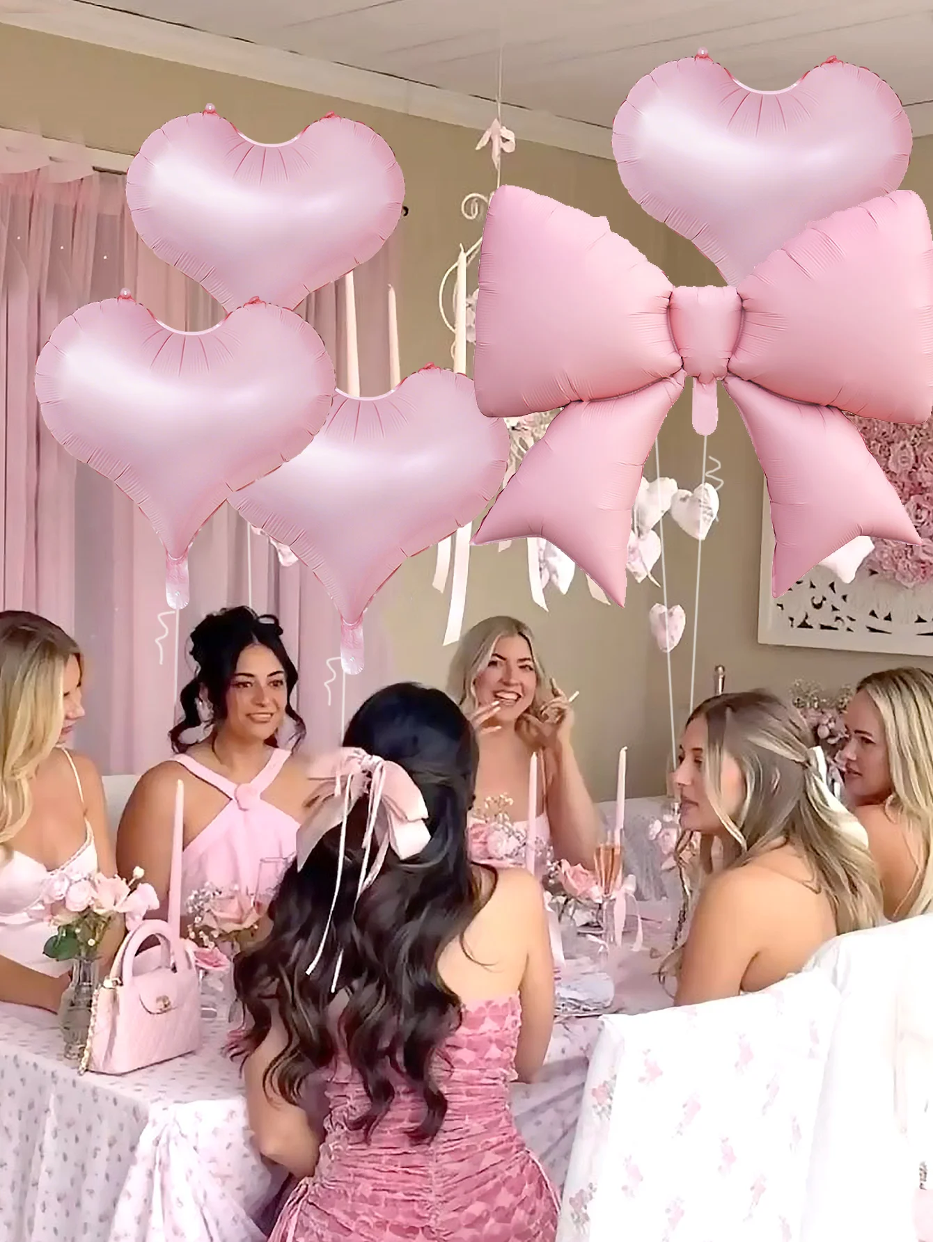 مجموعة بالونات تزيين على شكل قلب كبيرة مكونة من 6 قطع، مناسبة لتزيين حفلات أعياد الميلاد وحفلات الزفاف والخطوبة وحفلات الزفاف #5