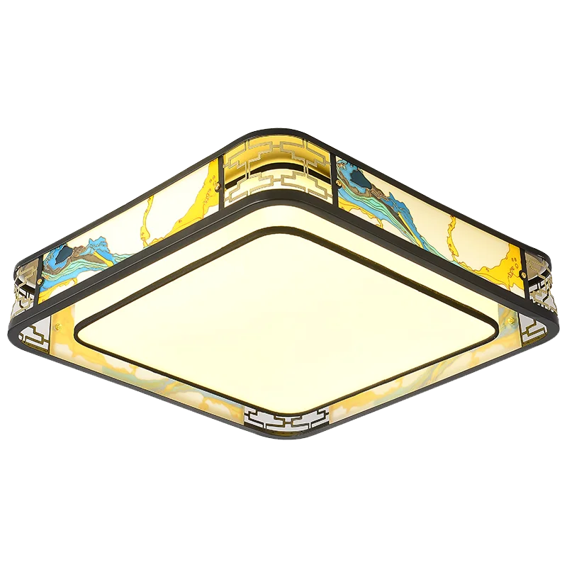 

New Chinese bedroom wrought iron square ceiling light retro modern LED home Chinese wind light