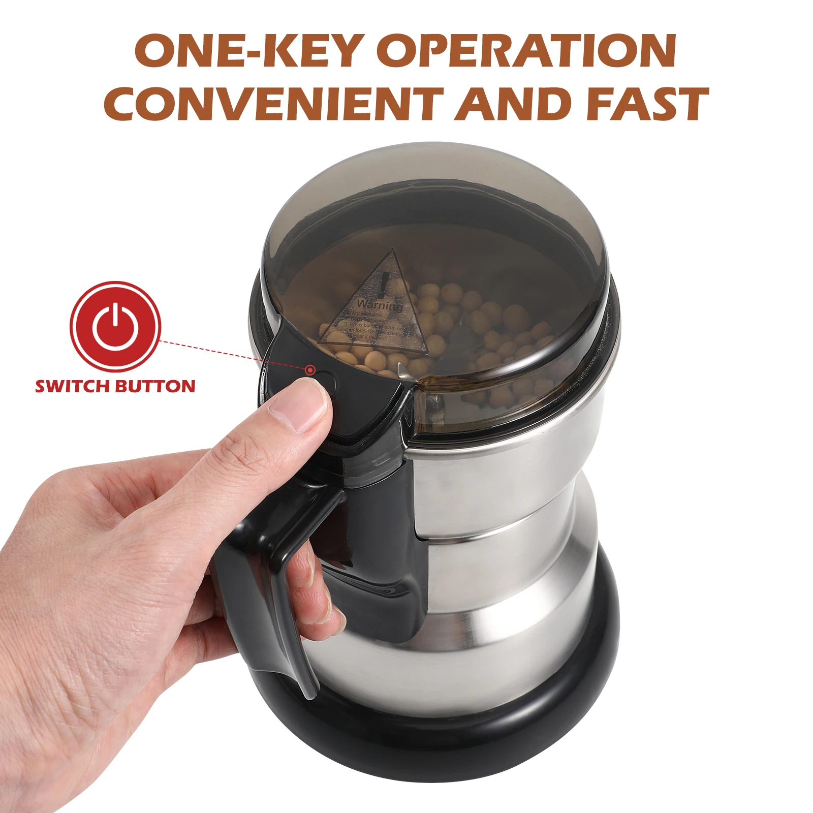 

Coffee Grinder Electric Bean Machine Small Size Home Use Kitchen Appliance Spice Nut Grain Mill Stainless Steel