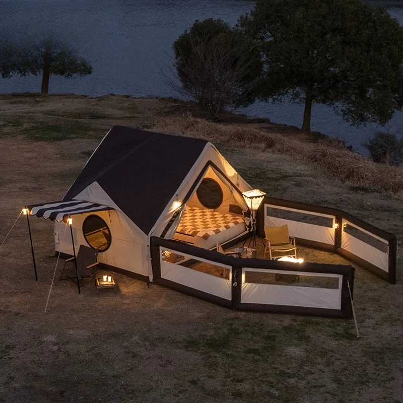 Inflatable tent, outdoor retro exquisite camping overnight tent