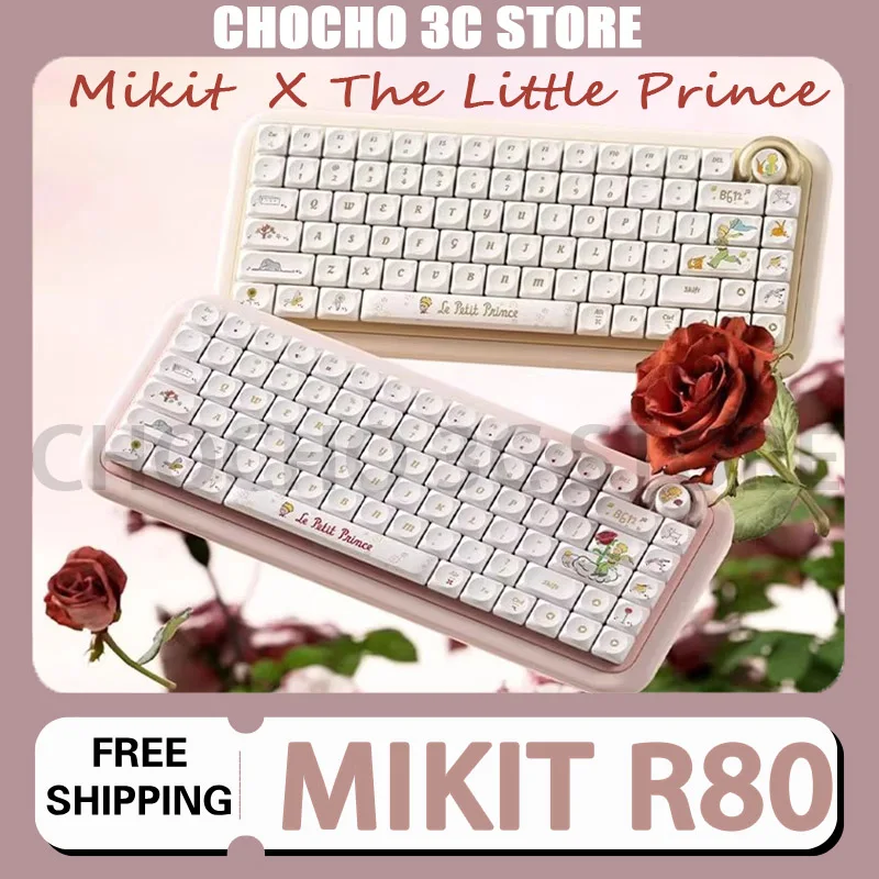 Mikit The Little Prince R80 Mechanical Keyboard With Knob Wireless Bluetooth Rgb Hot-Swap Customized Accessories For Office Girl