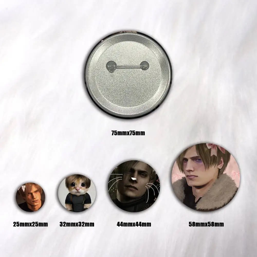 L-Leon Kennedy Pins Badges Round Laser Badge Brooch Clothes Backpack Accessories