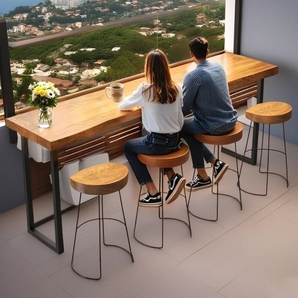 Counter Height Table Long Narrow Bar Table for Small Spaces Pub with Sturdy Metal Frame Entryway Rectangular High TopTable Kitch