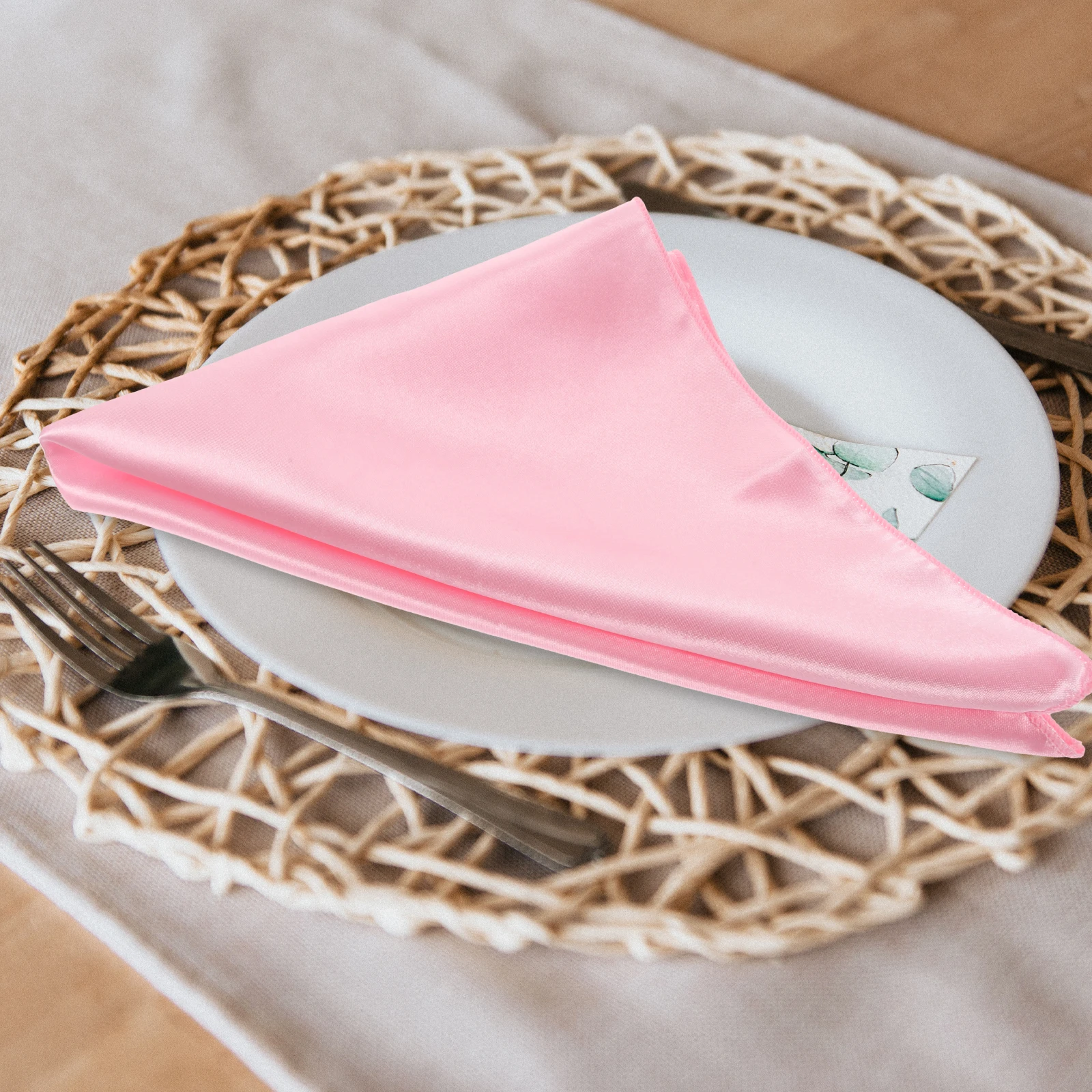 

5PCS Satin Reusable Fabric Dinner Cloth Red Absorbent Table Party Wedding Dusty Rose Fabric Table Napkin Foldable