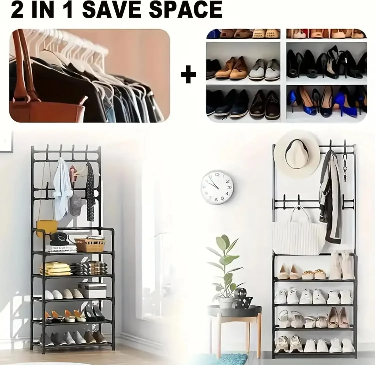 

5-layer Floor Standing Storage Rack Clothing and Hat Storage Rack Shoe Rack Easy to Install Suitable for Living Rooms Entrances