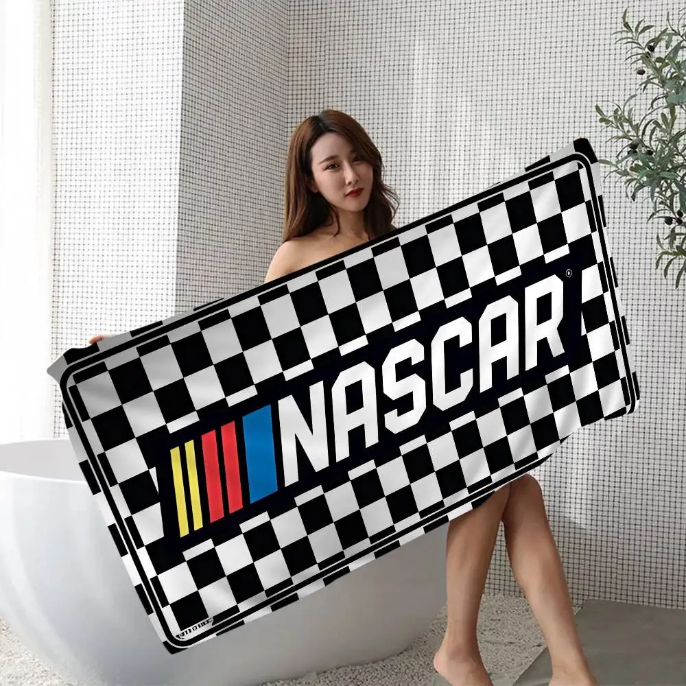 N-NASCARS Racing Car Beach Towel Colorful Bath Towels for Girl Microfiber Quick Dry Custom Sand Free Beach Yoga Spa Gym Pool