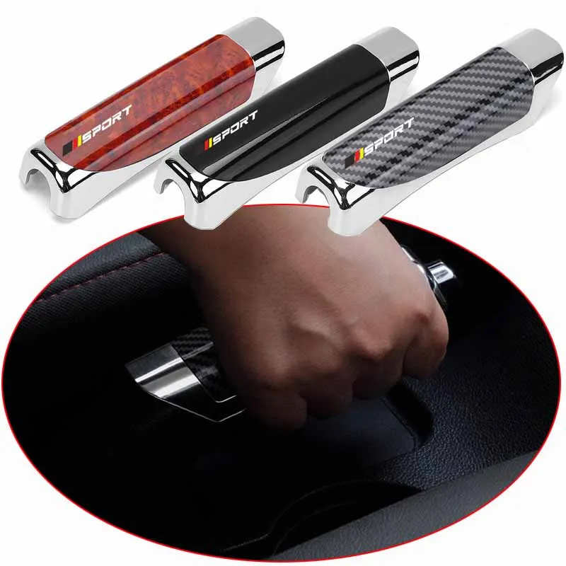 1 pçs durável acessórios do carro caso guarda de mão de fibra carbono plástico aperto do freio de mão do carro protetor capa universal