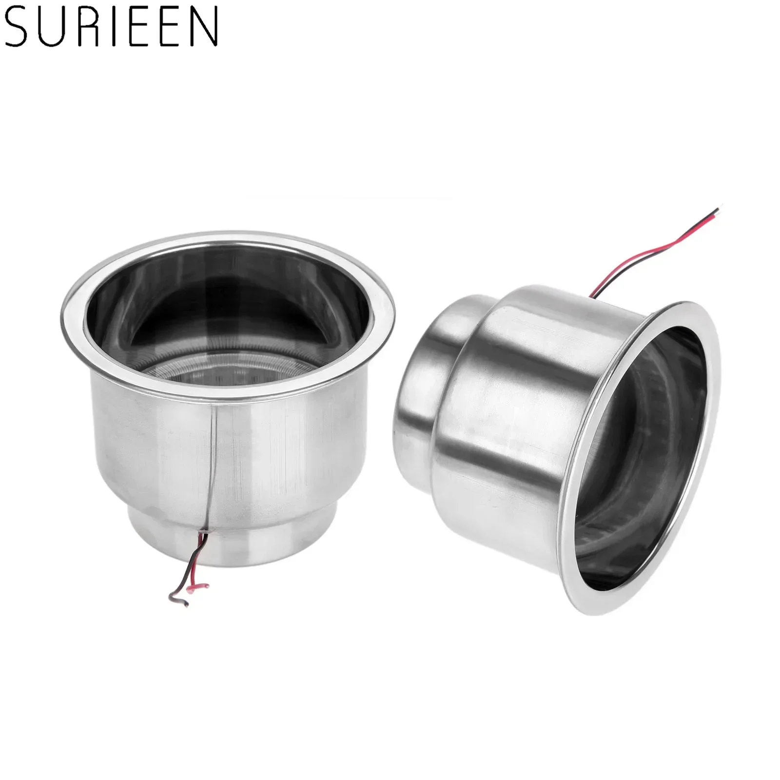 2 Stücke 12 V 16 LED Lila Licht Einbau Edelstahl Tasse Getränkehalter Silber Tasse Für Marine Boot Auto Lkw Camper Zubehör