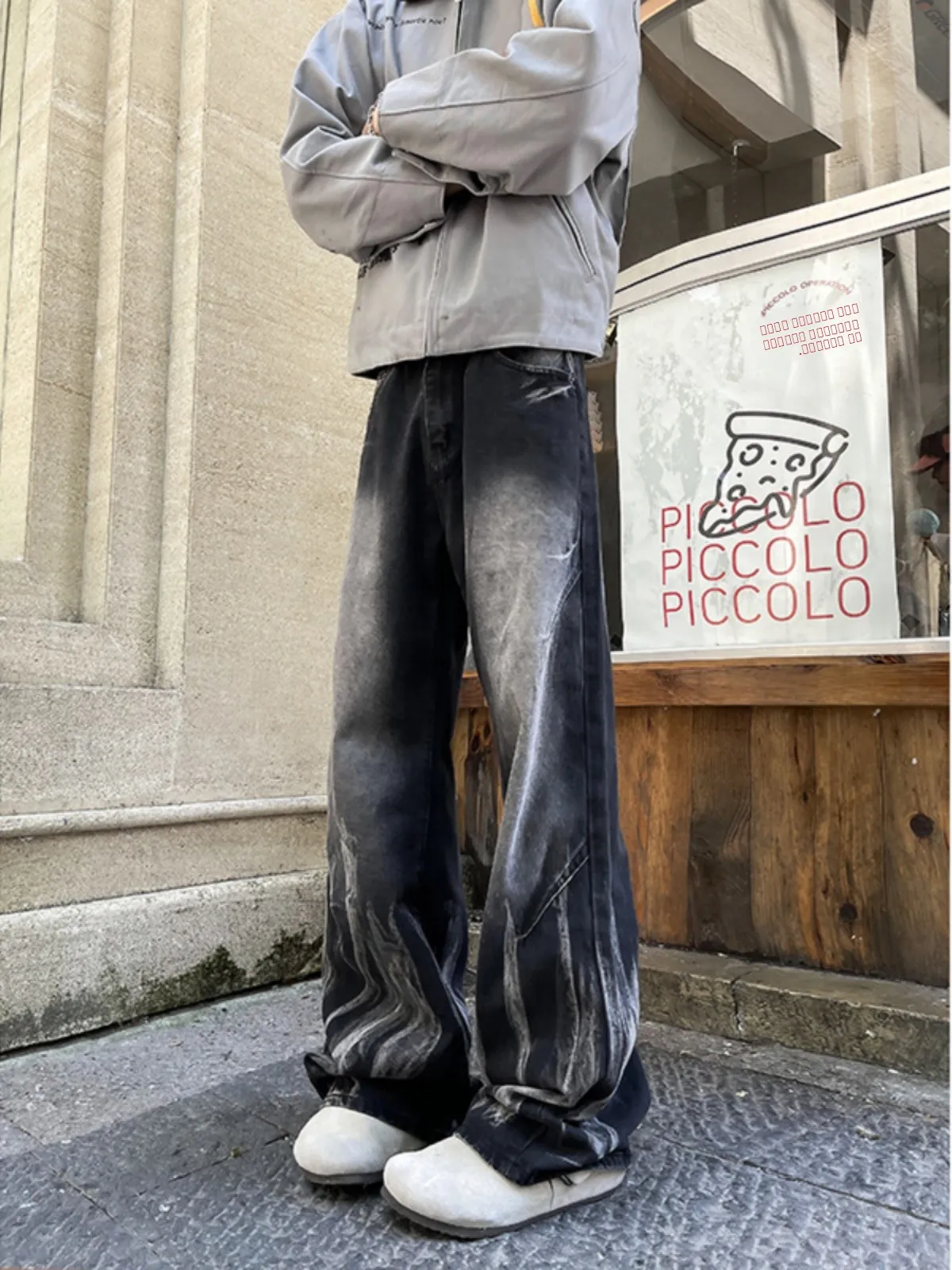 

Мужские джинсы в стиле ретро, американские, с эффектом потертости, весна-осень 2024, новые, модные, брендовые, свободные, широкие, слегка расклешенные, длинные брюки