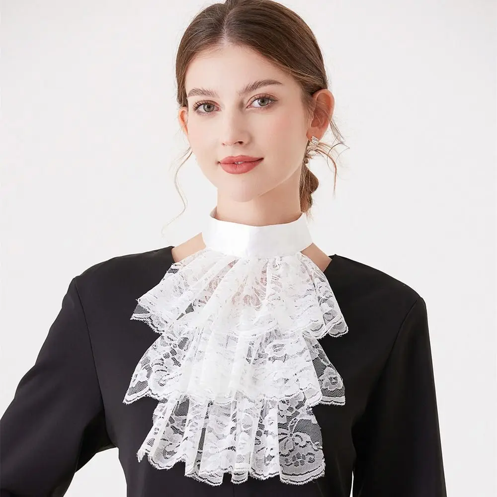 Cameo Kerah Renaisans Dapat Dilepas Cosplay Kerah Ruff Besar Opera Ruff Leher Elizabeth Elegan Antik