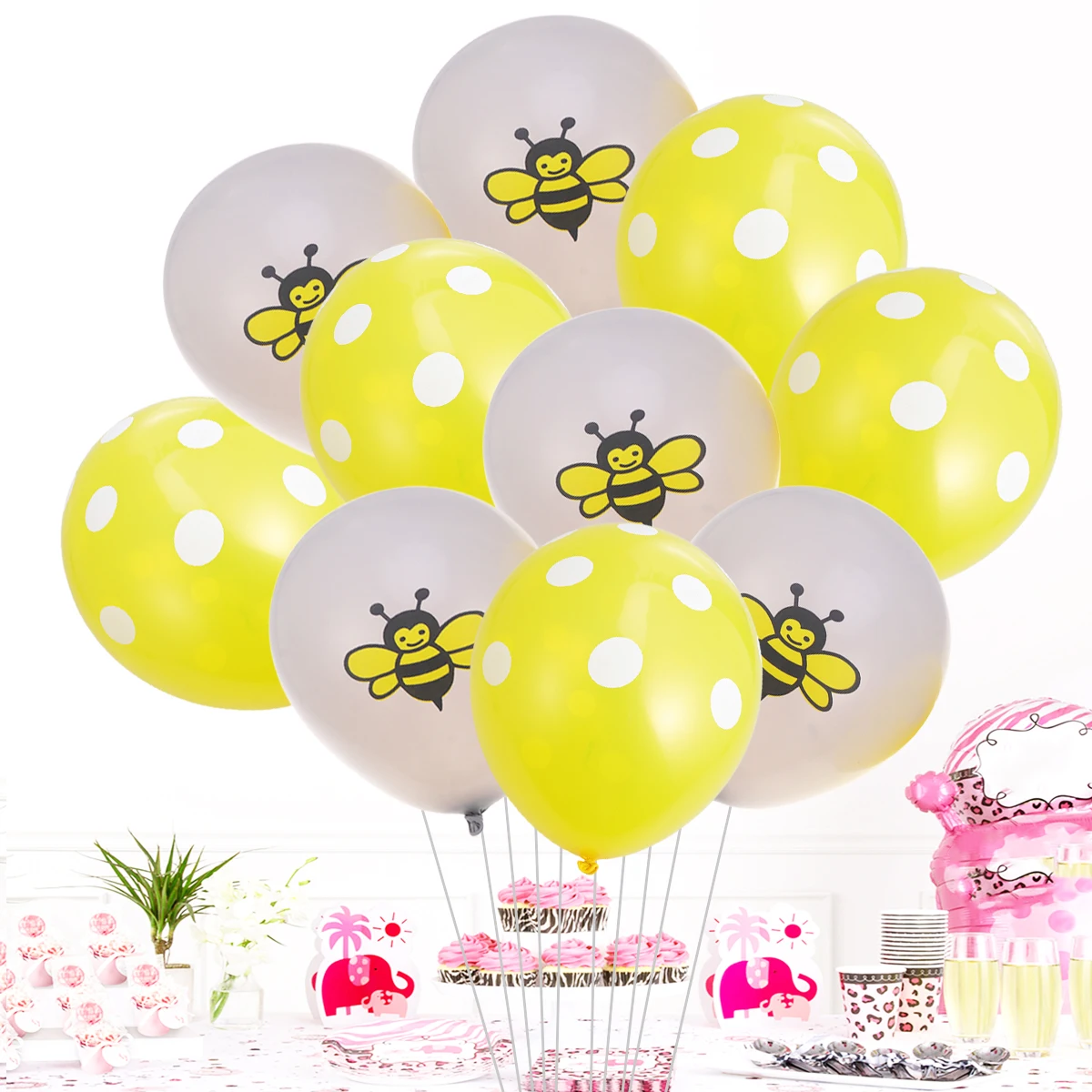 

10PCS Bee Balloons Set Colorful Latex Party Decoration Supplies Kids Birthday Theme Garden Cartoon Balloon Kits