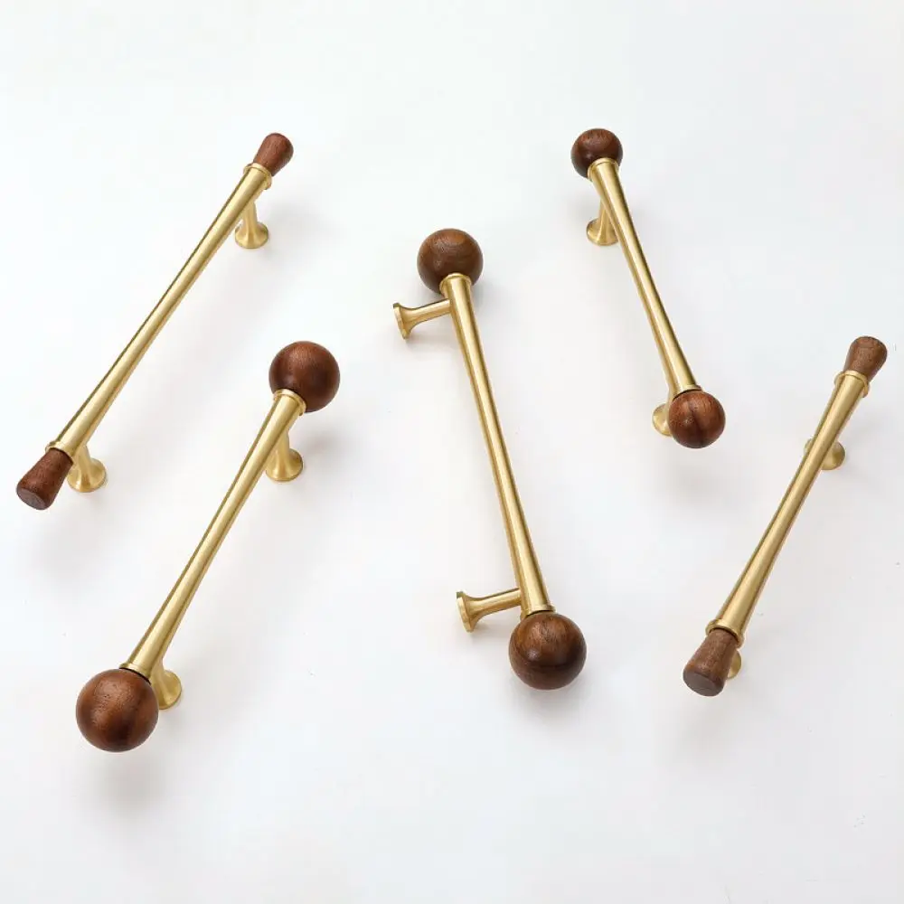 Classic Walnut Wood Cabinet Handle Brass Furniture Pull Drawer Knob For For Yingdun Retro Home Decoration Kitchen Cupboard Parts