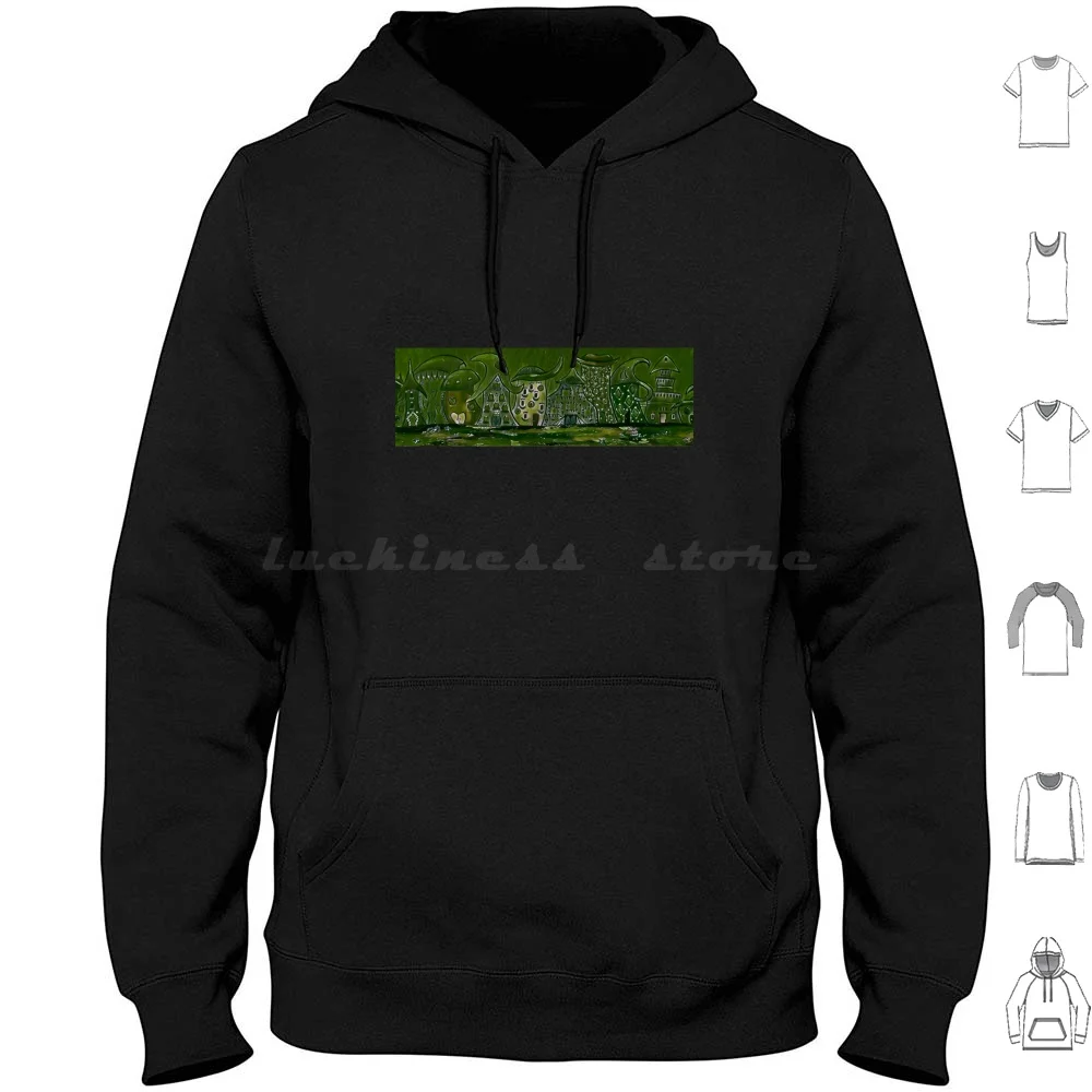 Funny Town Oil Painting , Edited Artwork , #1 Hoodies Long Sleeve Marina Daniluka Maridani Maridani Art Maridaniart