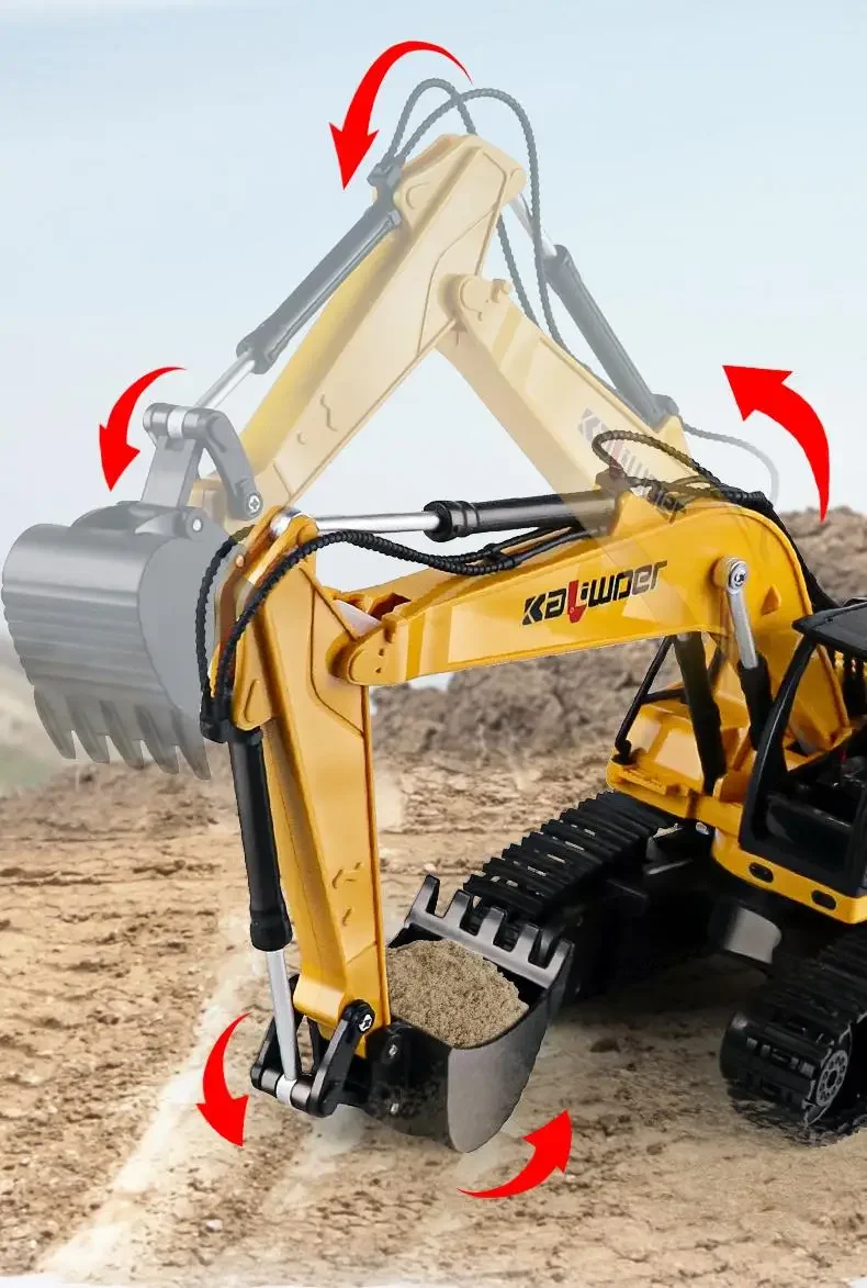 후이나 1/24 RC 트럭 9채널 무선 조종 굴착기 시뮬레이션 엔지니어링 차량 사운드 라이트 자동차 모델 어린이 크리스마스 선물