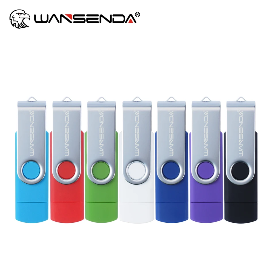 WANSENDA OTG USB Flash Drive 128GB Pen Drive for SmartPhone/PC 32GB 64GB 256GB External Storage Pendrive USB Memory Stick