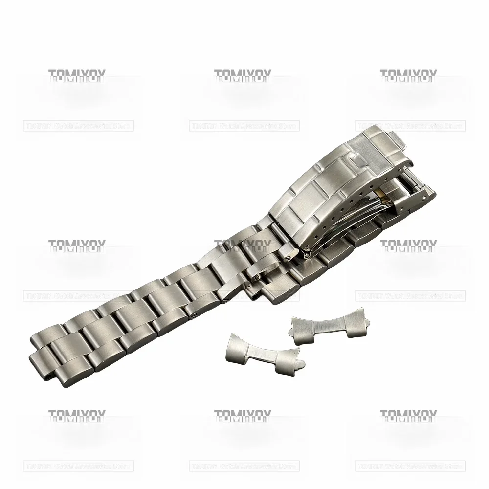 20MM 316L Stainlee Steel Vintage Grid Buckle Curved End Oyster Watch Band Strap Fit for RLX 116719 16570 16610 93150