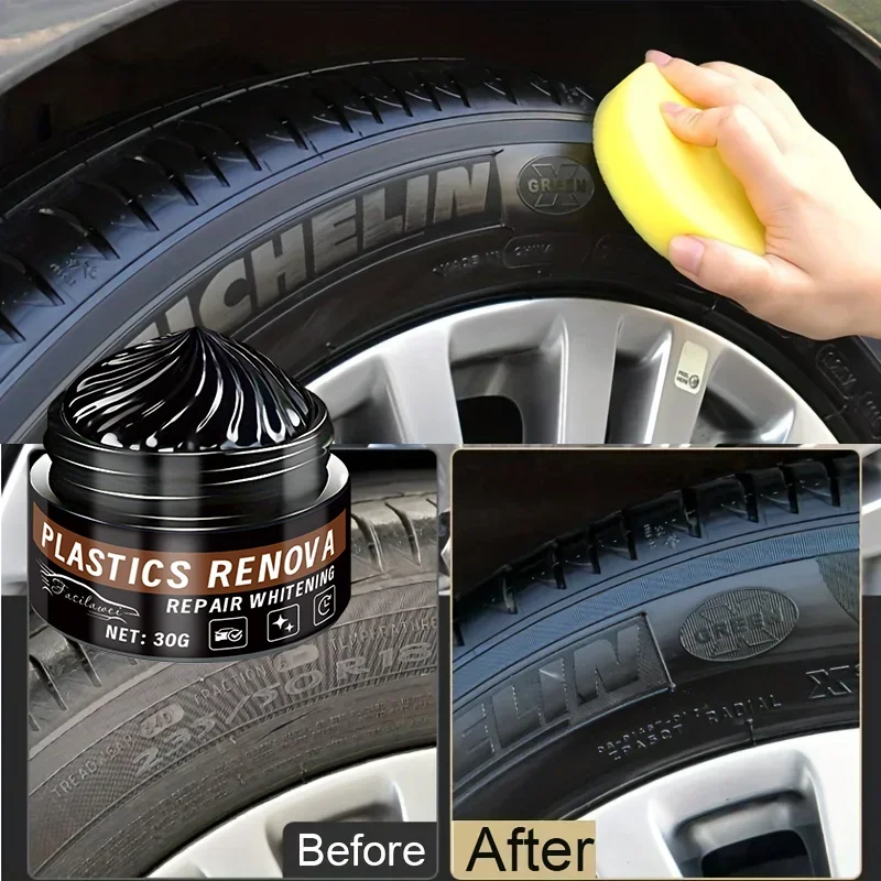 NEW Wheel Shine Kit -  with Black and Glossy Tire Protector, Yellowing Restoration, Nano Crystal Coating, Interior Wax Polish