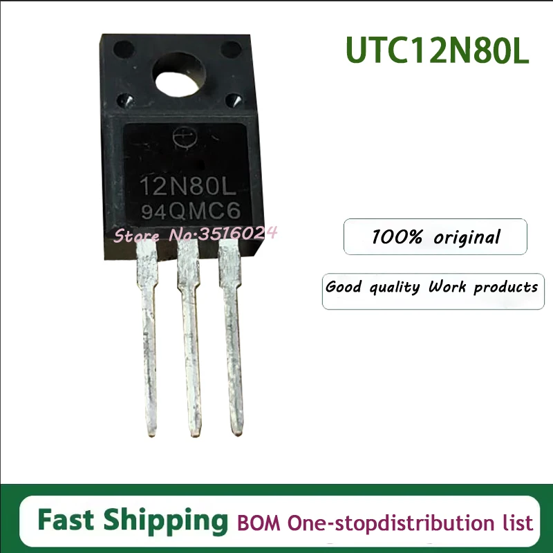 10PCS/lot  UTC12N80L 12N80L 12A 800V TO-220F  100% NEW