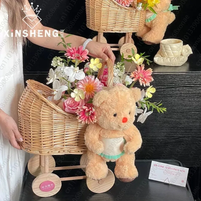 Rattan Trolley Flower Basket Gift Ornament