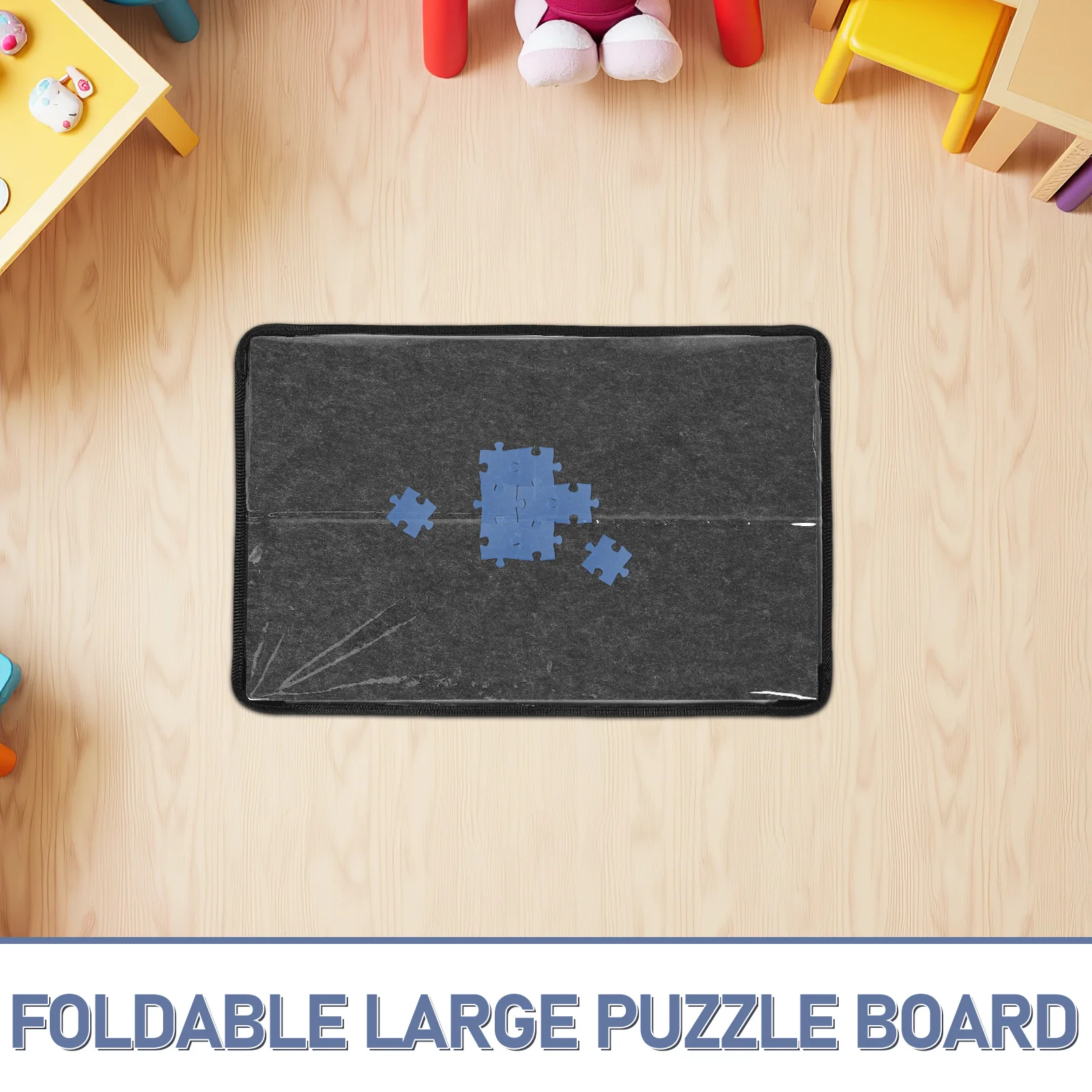 1 szt. Składana duża mata filcowa do przechowywania puzzli, zwijana, przenośna, z pokrowcem, pyłoszczelna, ochrona puzzli – Puzzle
