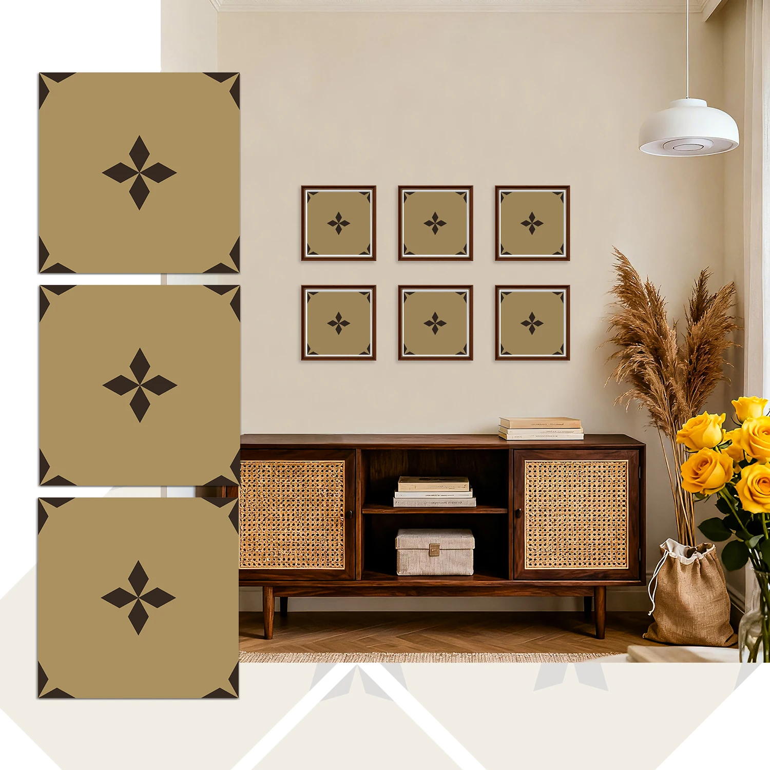 

36Pcs Vintage Floral Tile Stickers, Self-Adhesive Peel and Stick Wall Decals, Waterproof for Kitchen Bathroom Home Decor