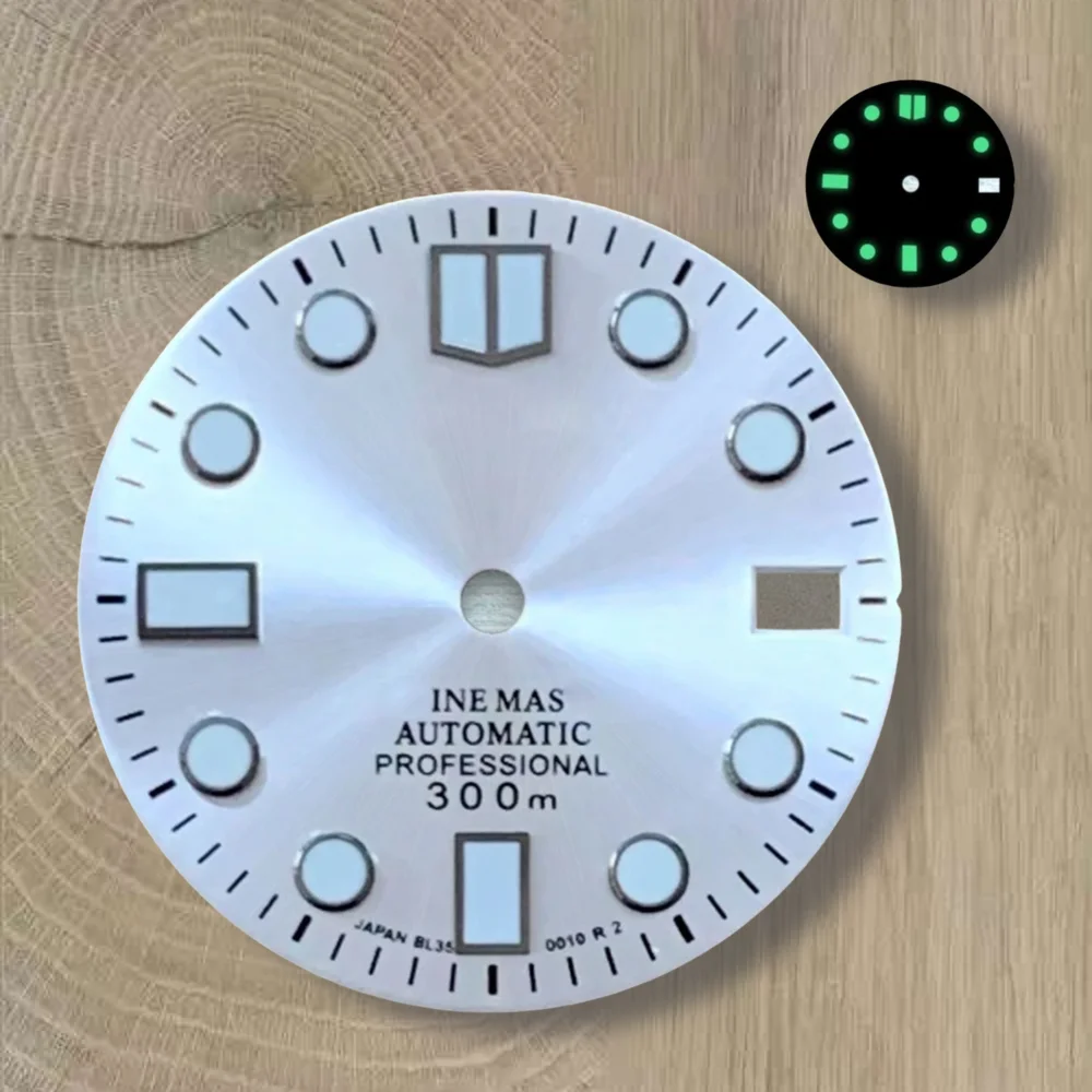 28.5 مللي متر S شعار Sunray الهاتفي SUB/SKX007 الهاتفي مناسبة لحركة NH35/NH36 3/3.8 الساعة تاج أخضر مضيء NH35 اكسسوارات