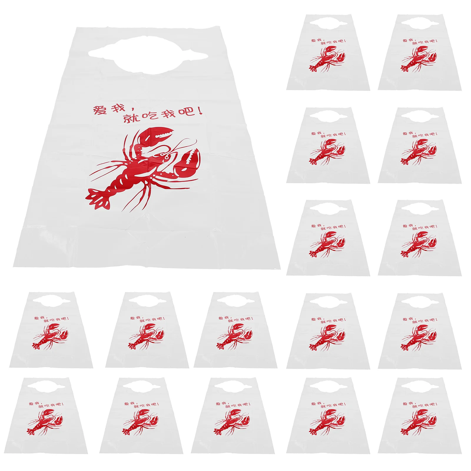 100 Pcs Disposable Taste Lobster Bib Elder Dinner Party Bibs Aprons Poly Plastic for Seniors Funny