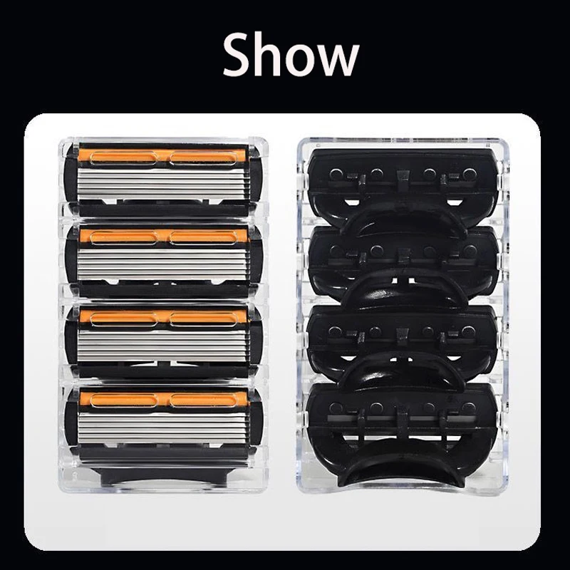 ماكينة حلاقة يدوية برأس ماكينة حلاقة مكونة من 6 طبقات، ماكينة حلاقة كلاسيكية بحافة مزدوجة من الفولاذ المقاوم للصدأ، دليل حلاقة اللحية والشارب