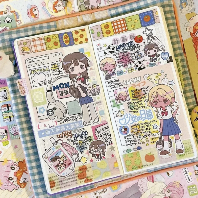 Korea Cute Sweet Girl Stickers Japanese Shibuya Babes Character Stickers Hand Account Diary Planner Scrapbook Decorative Sticker