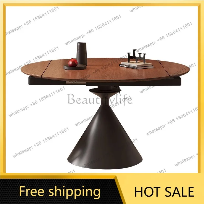 Factory Direct Sales French Retro Solid Wood Rotary Retractable Medium Ancient Style Dual-purpose with Turntable