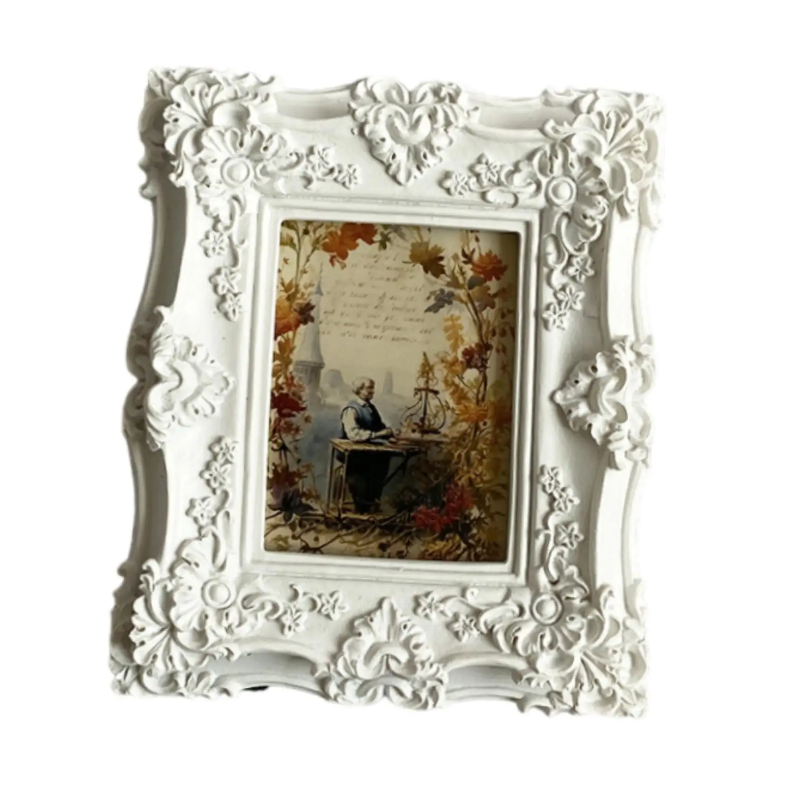 Vintage Photo Frame Rectangular Resin Picture Frame for Desktop Bedroom Wall