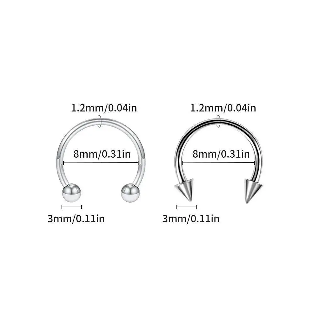 1/36Pcs Set Stainless Steel Horseshoe Septum Piercing Lot Horseshoe Nose Piercing Ring Bulk Fake Nose Ring Earring Cartilage