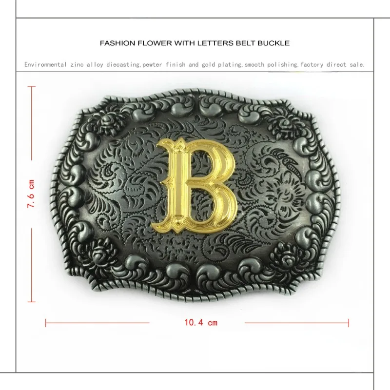 Zinc Alloy Letters Belt Buckle Western Cowboy Vintage Pattern Fashion Men's Personalized Belt Accessories