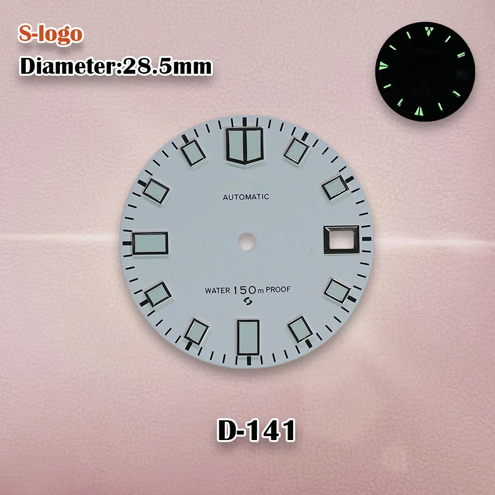 High-Quality 28.5mm S Logo Matte Diving Dial Suitable For NH35 Movement C3 Green Luminous NH35 Watch Accessories